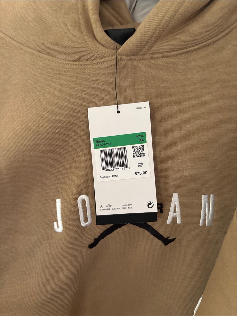 Jordan Tan Pullover Hoodie with Embroidered Logo - Picture 4 of 6